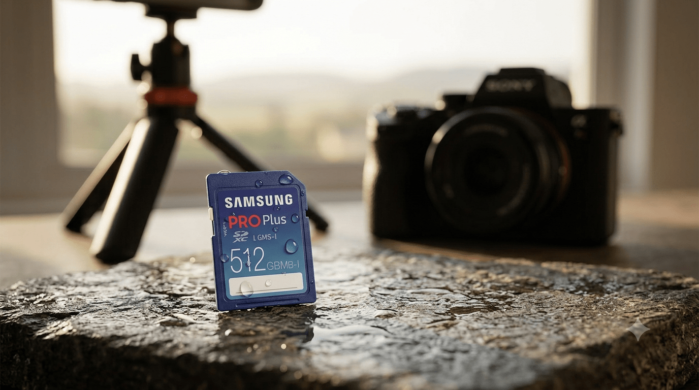 Graphics illustrating photo and video storage capacity comparison across 32GB 64GB and 128GB SD cards