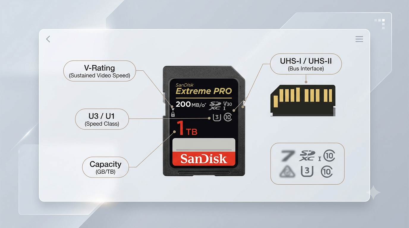 SD card inserted into a mirrorless camera slot