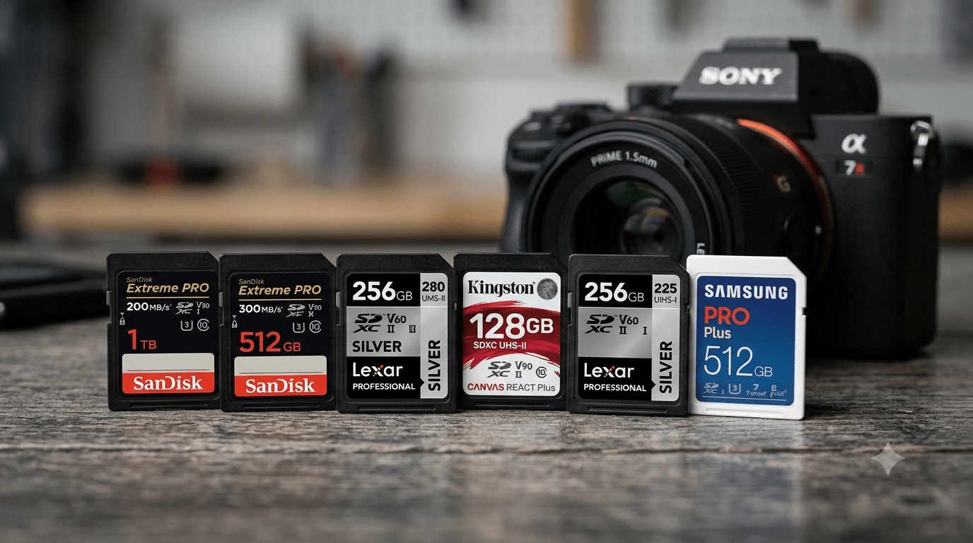 A selection of top-rated SD cards for cameras in 2026.
